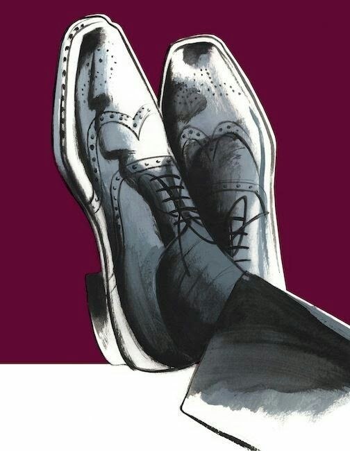 Richelieus fleuris noirs portés jambes croisées, illustration